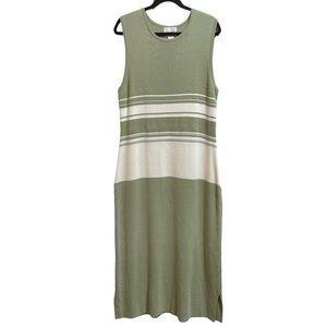 Vintage Christopher & Banks Knit Sleeveless Stripe Maxi Dress Women's Size Large